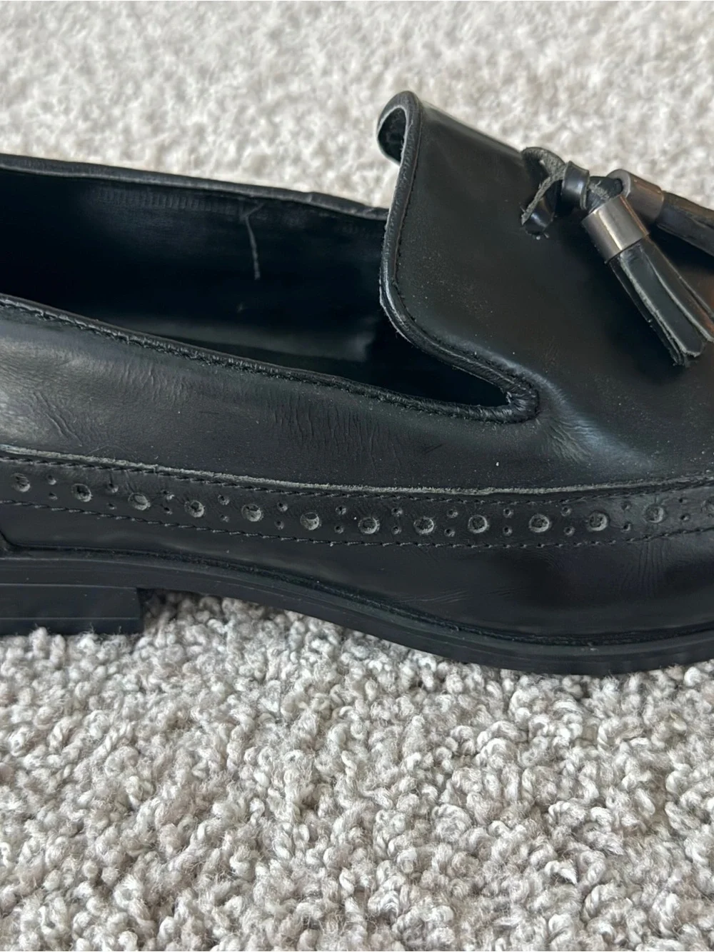 ASOS Black Leather Tassel Loafers with Brogue Detailing
